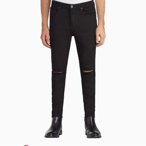 Men's Sleek Black Distressed Skinny Jeans